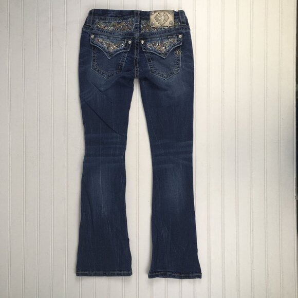 Miss Me Signature Bling Flap Pockets Low Rise Bootcut Jeans Womens Size 26 - Picture 3 of 7